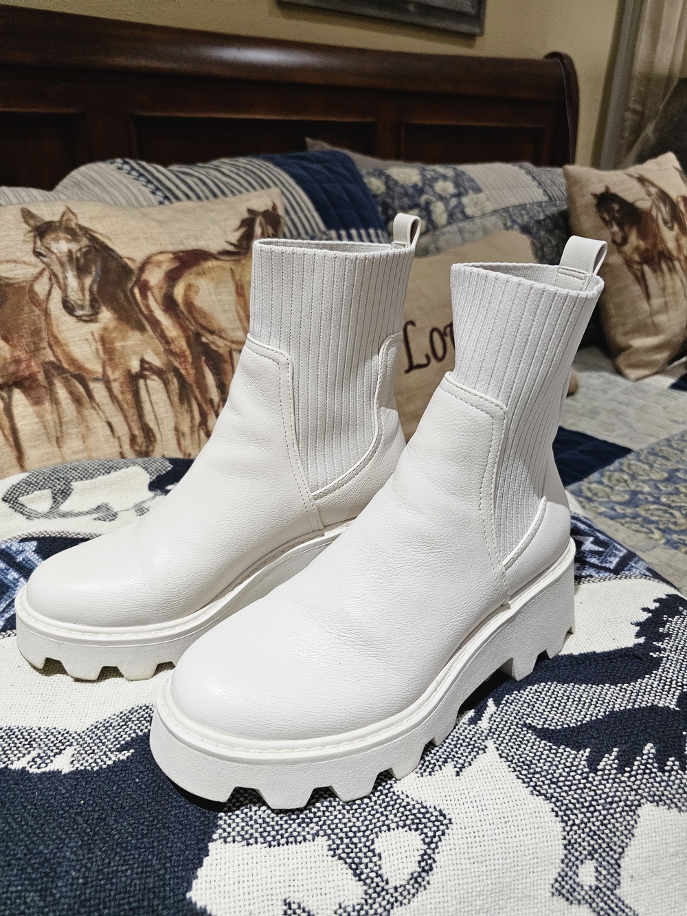 Dolce Vita Ivory Chunky Sole Ankle Boots